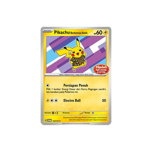 Pikachu 154/SV-P Pikachu in XATU Batik Shirt Indonesian Promo Card image 0